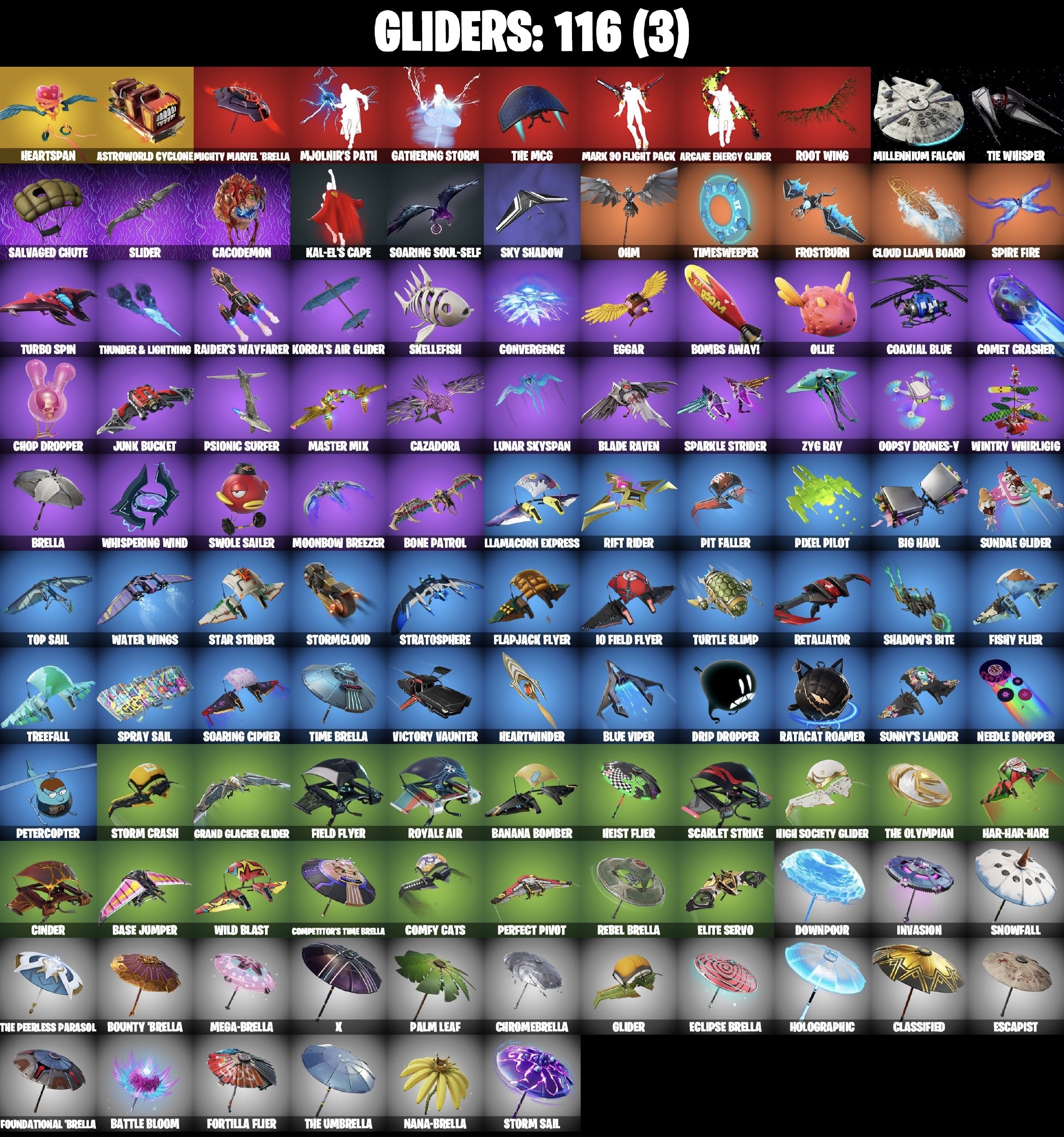 Stacked accounts - 89  Skins (PSN, Xbox, PC, Nintendo)