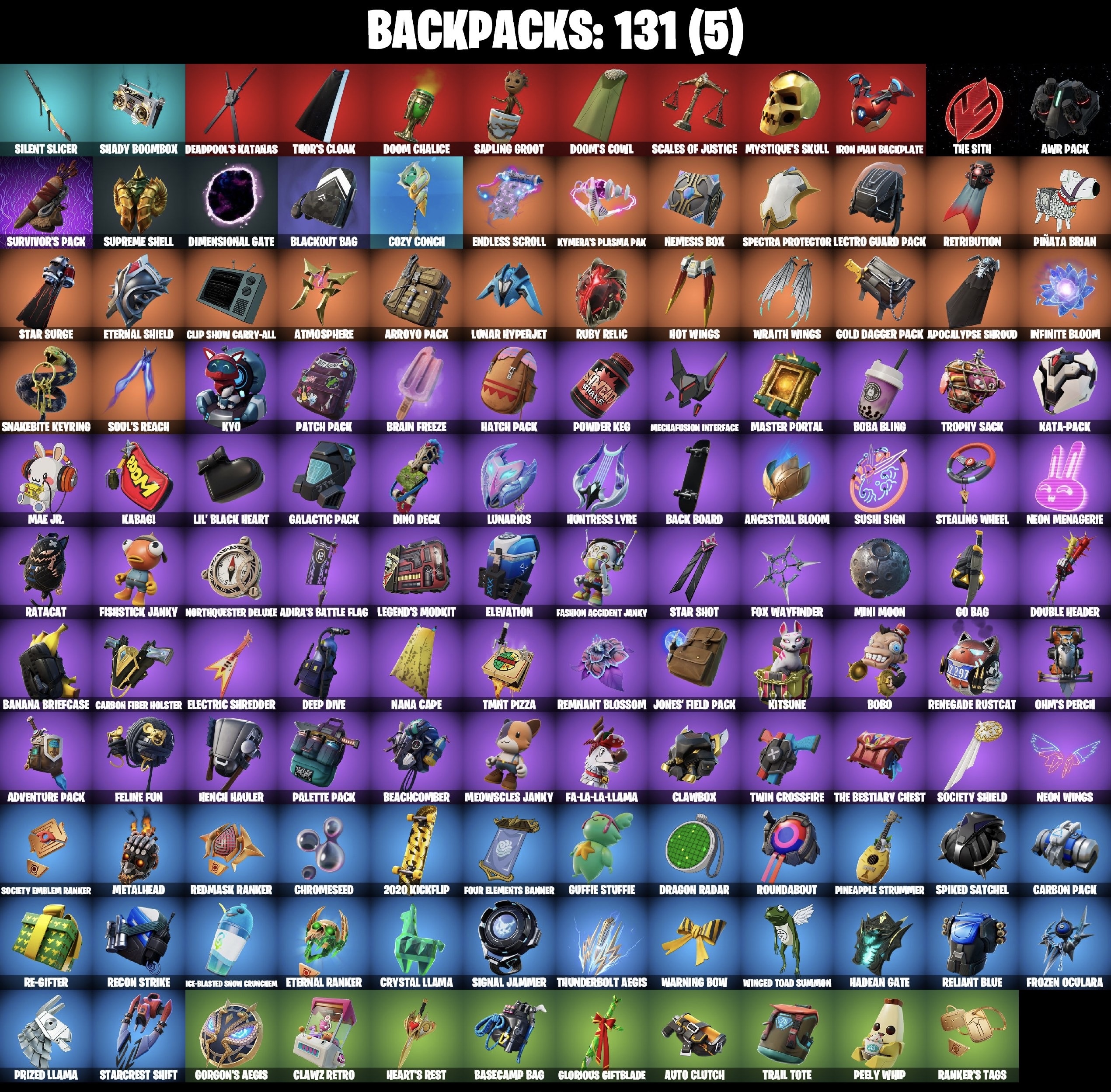 Stacked accounts - 89  Skins (PSN, Xbox, PC, Nintendo)