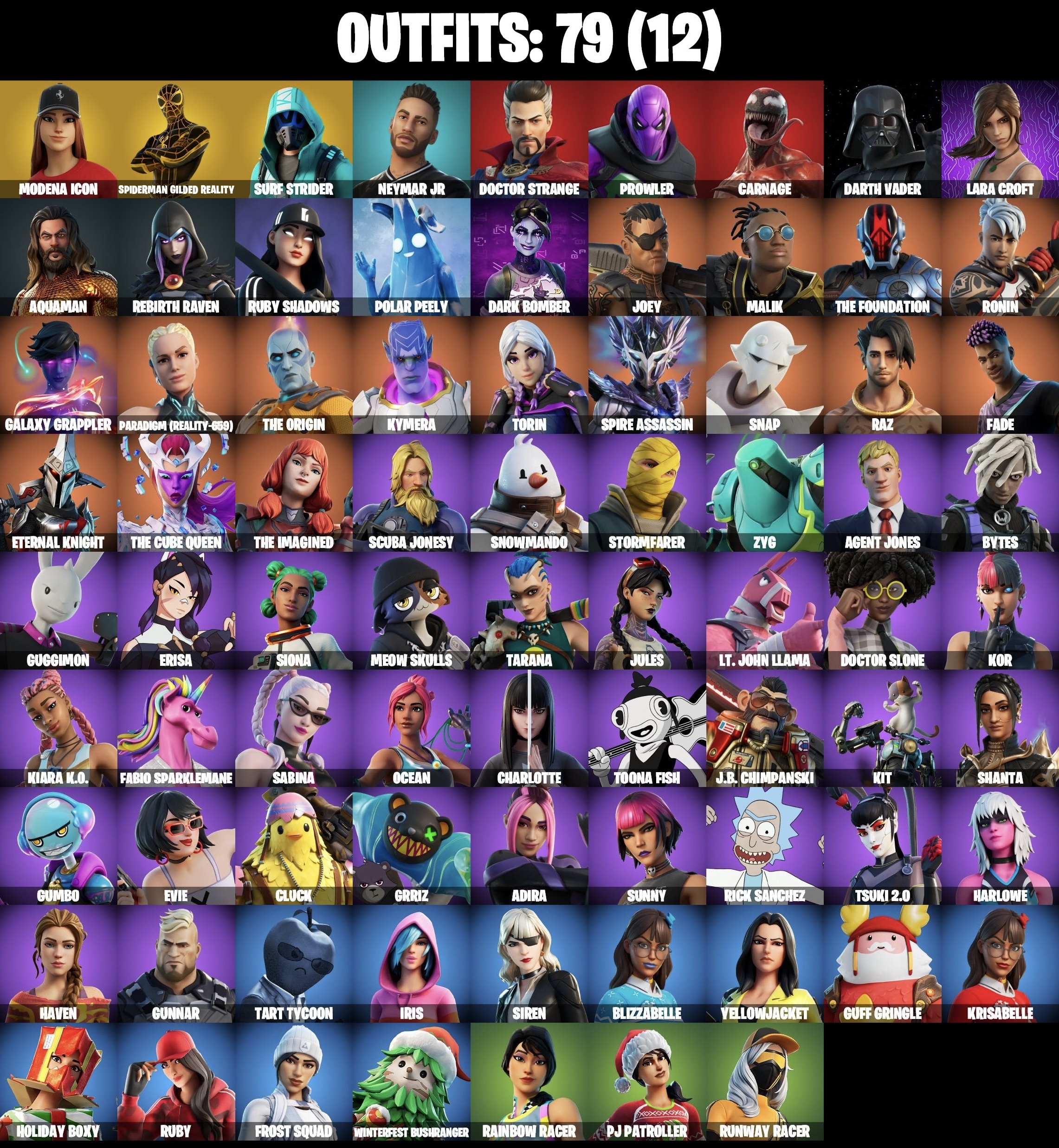 Stacked accounts -  79 Skins (PSN, Xbox, PC, Nintendo)