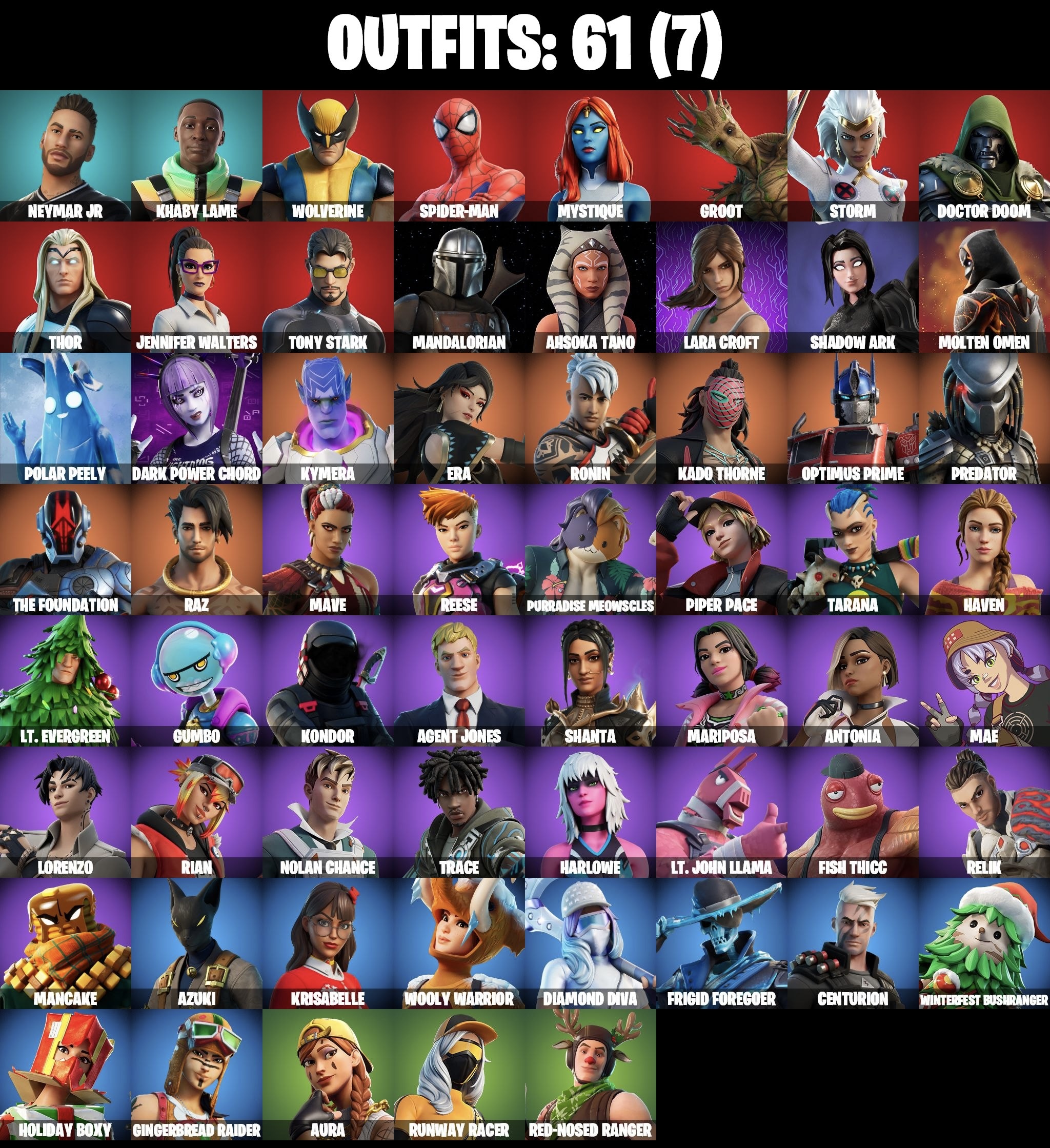 Stacked accounts - 61 Skins (PSN, Xbox, PC, Nintendo)