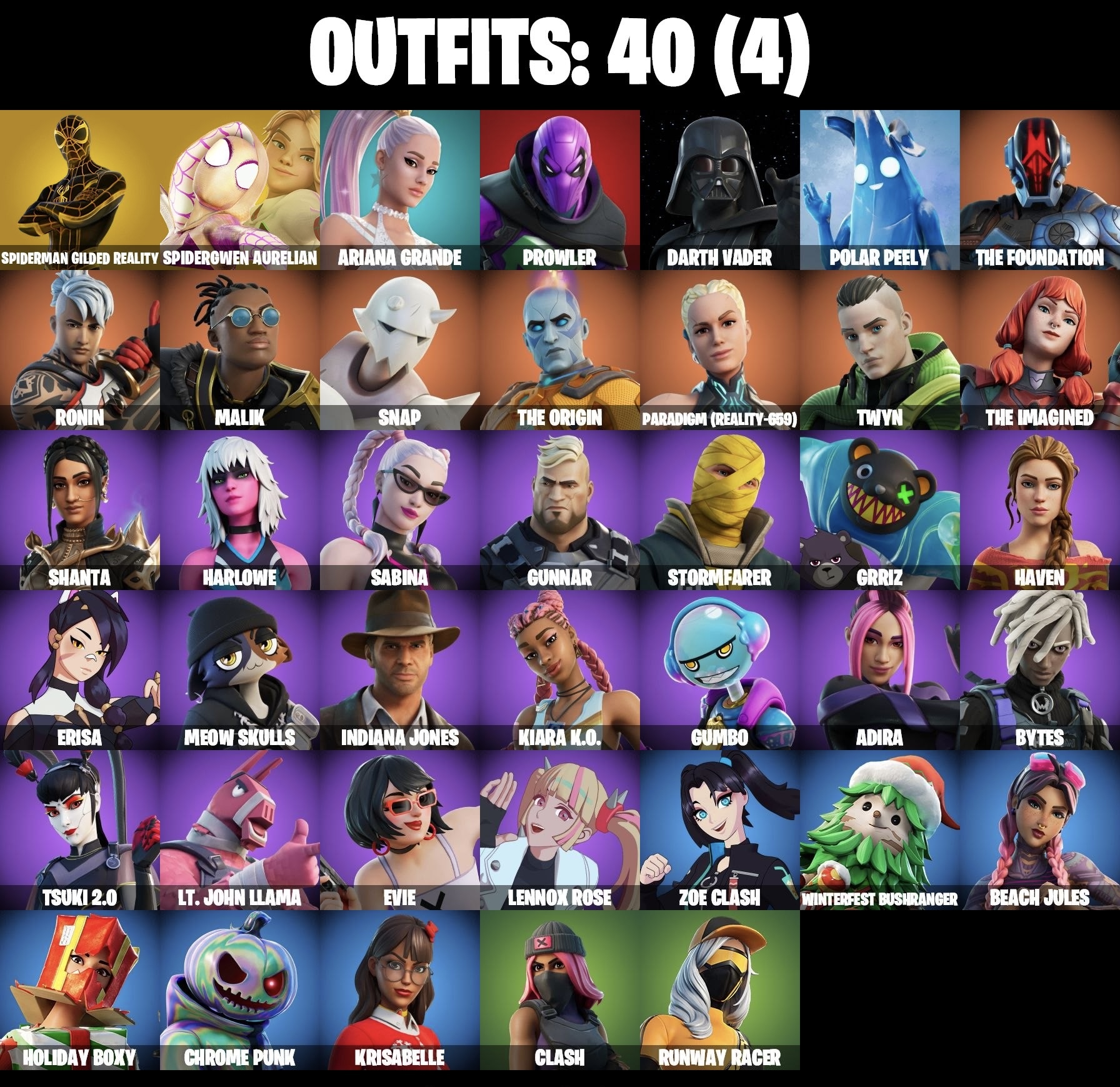 Stacked accounts - 40 Skins (PSN, Xbox, PC, Nintendo)